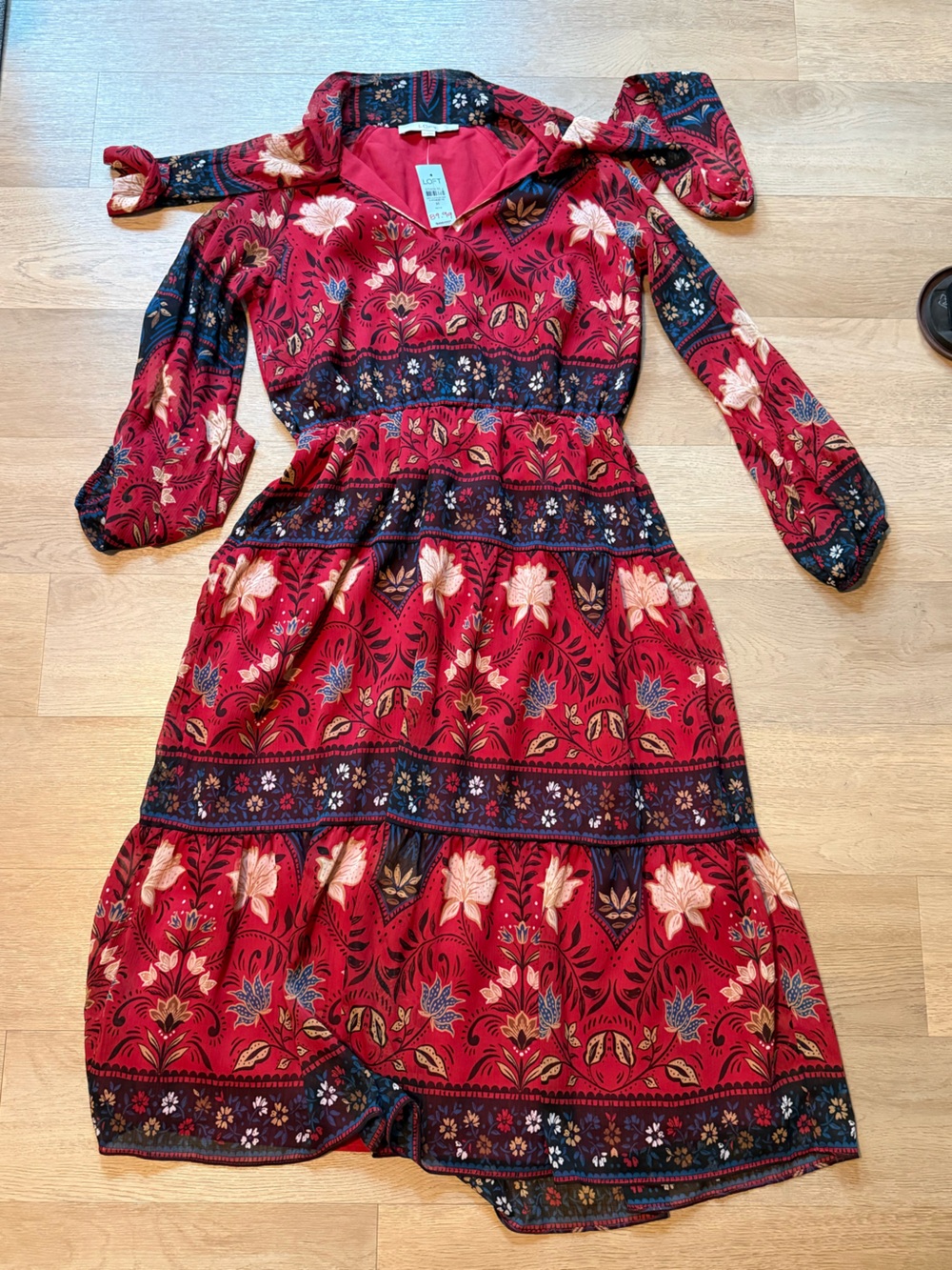 LOFT Red Floral Print Dress - MP - NWT